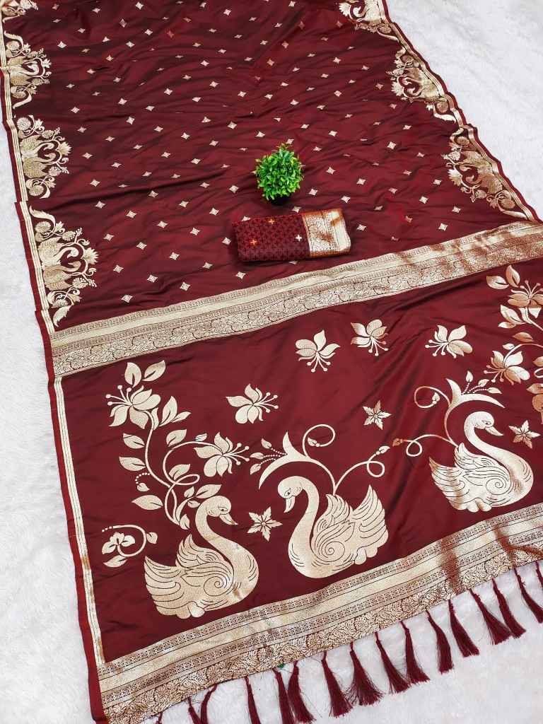 SOFT BANARASI WITH ZARI WEAVING SILK SAREE 1 AT WHOLESALE PRICE