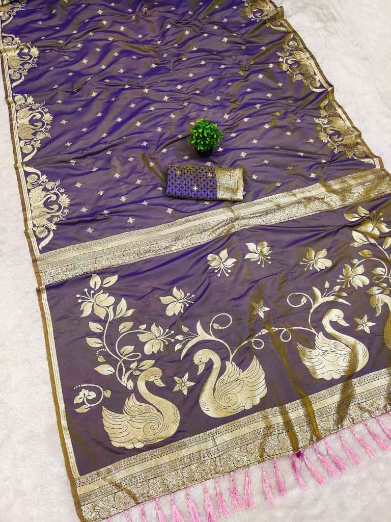 SOFT BANARASI WITH ZARI WEAVING SILK SAREE 1 AT WHOLESALE PRICE