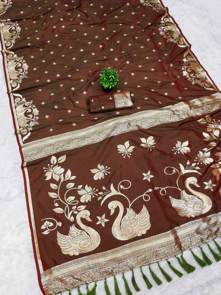 SOFT BANARASI WITH ZARI WEAVING SILK SAREE 1 AT WHOLESALE PRICE