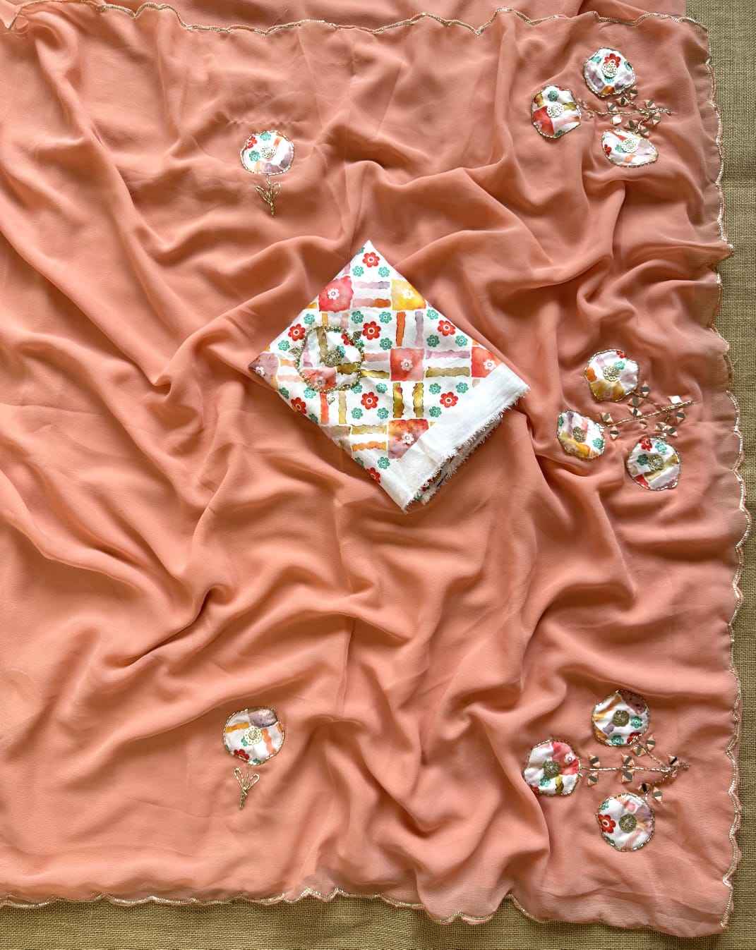 SOFT GEORGETTE DESIGNER PATCH WORK SAREE AT WHOLESALE PRICE