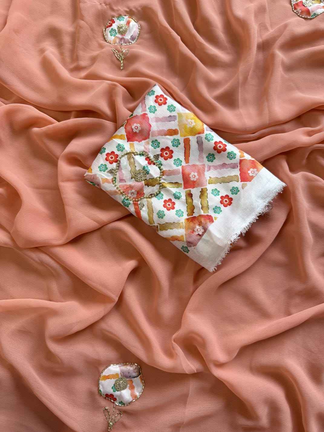 SOFT GEORGETTE DESIGNER PATCH WORK SAREE AT WHOLESALE PRICE