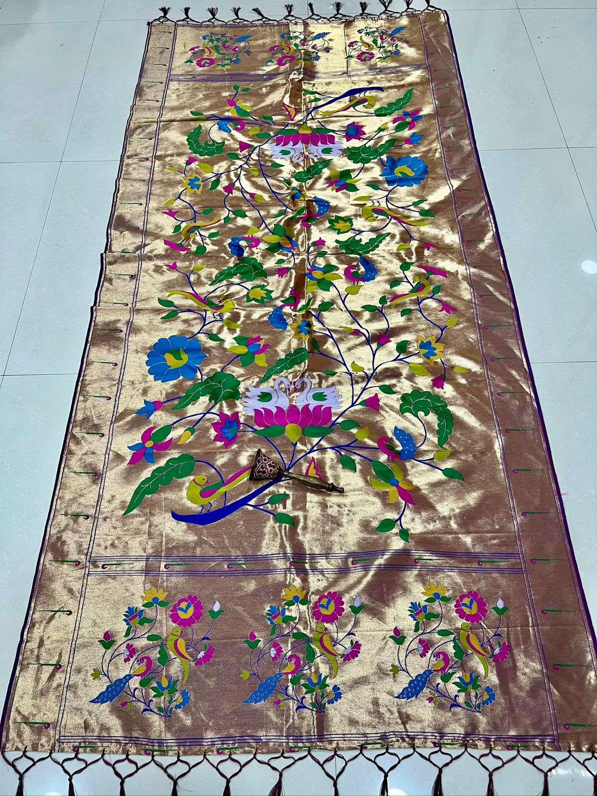 SOFT JARI AND SILK PARROT AND PEACOCK DESIGN PAITHANI DUPATTA AT WHOLESALE PRICE