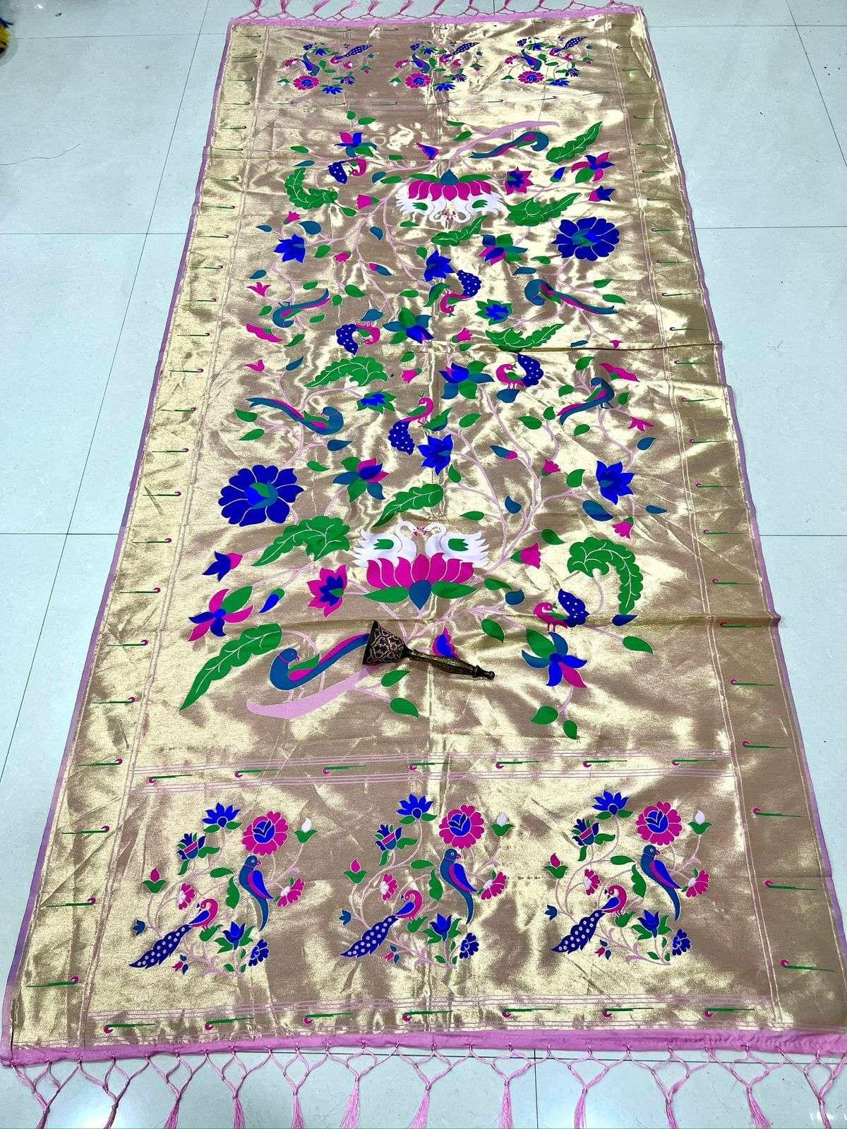 SOFT JARI AND SILK PARROT AND PEACOCK DESIGN PAITHANI DUPATTA AT WHOLESALE PRICE