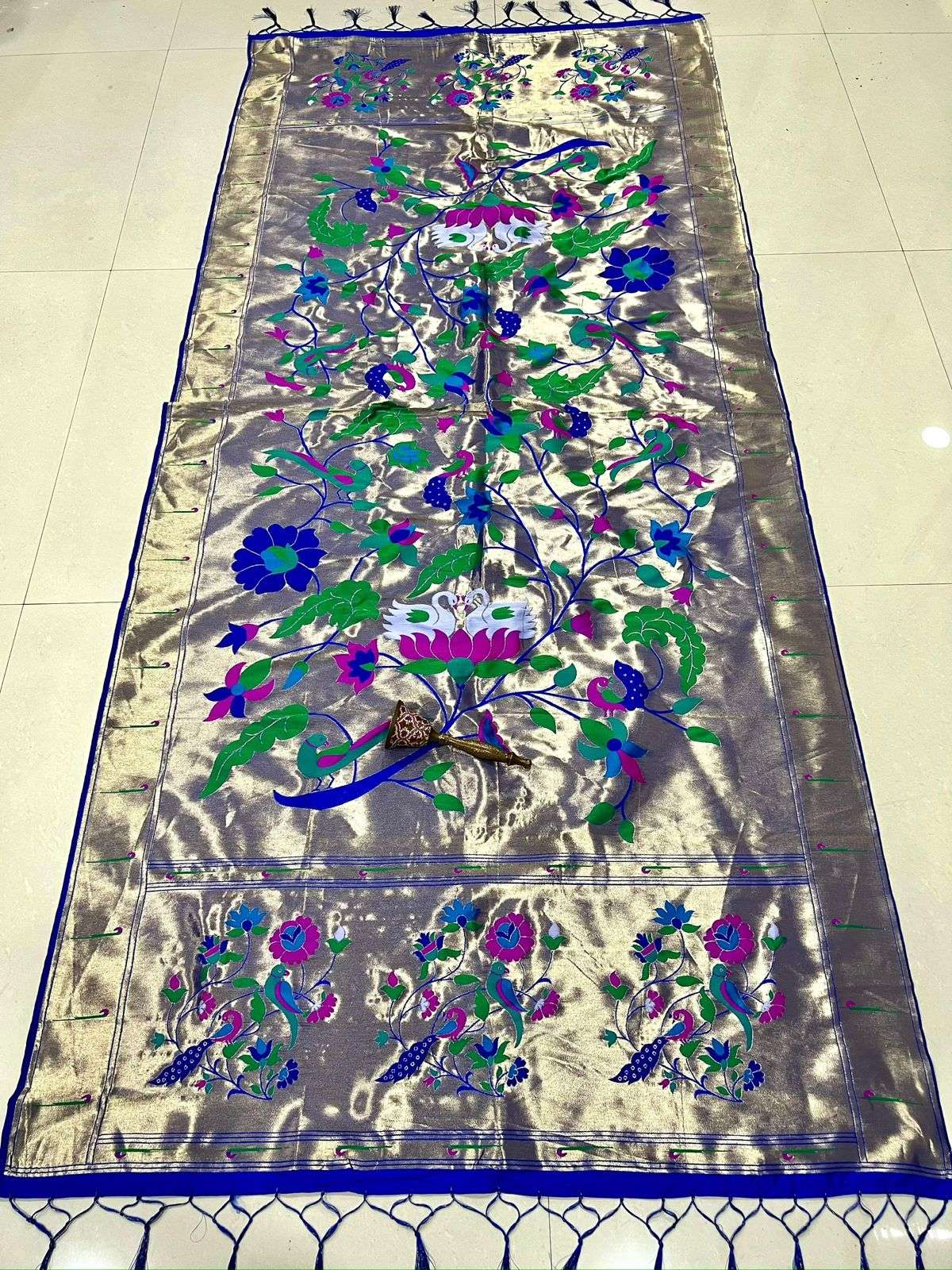 SOFT JARI AND SILK PARROT AND PEACOCK DESIGN PAITHANI DUPATTA AT WHOLESALE PRICE