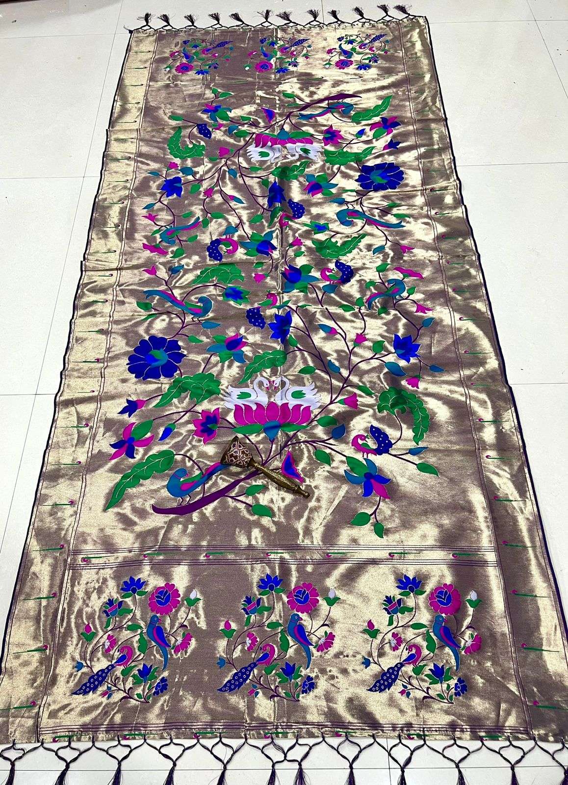 SOFT JARI AND SILK PARROT AND PEACOCK DESIGN PAITHANI DUPATTA AT WHOLESALE PRICE