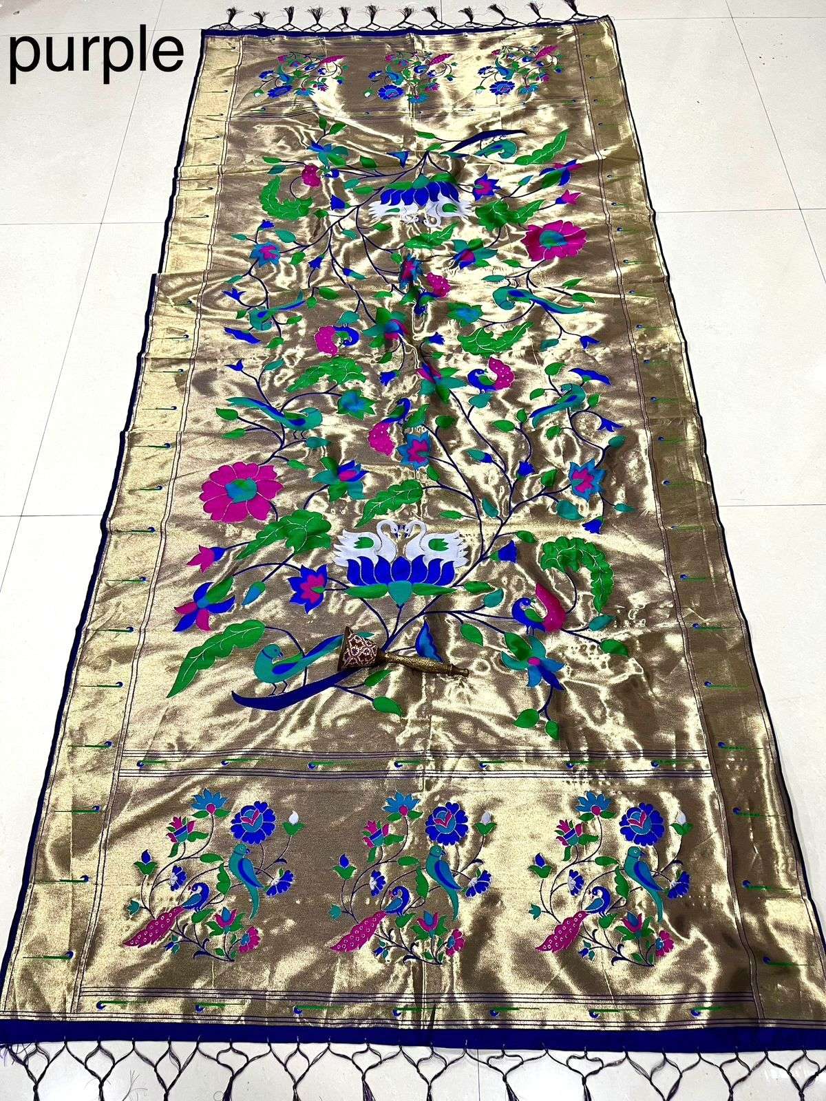 SOFT JARI AND SILK PARROT AND PEACOCK DESIGN PAITHANI DUPATTA AT WHOLESALE PRICE