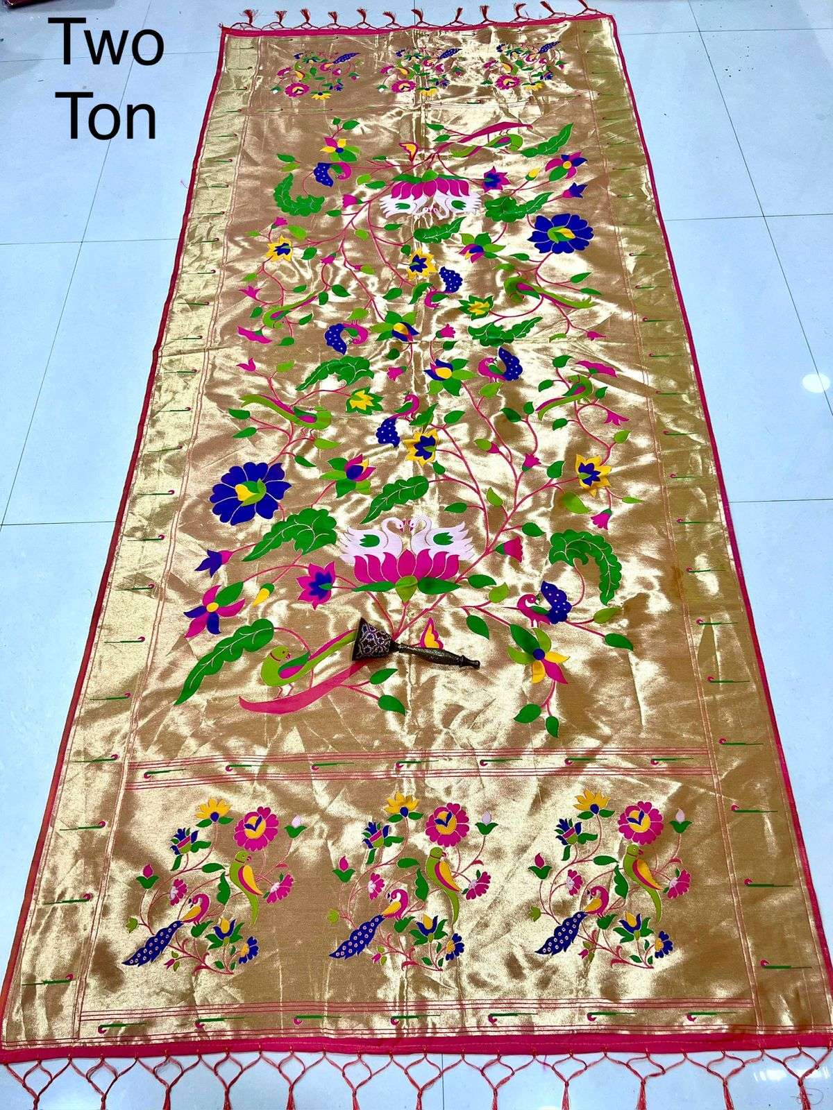 SOFT JARI AND SILK PARROT AND PEACOCK DESIGN PAITHANI DUPATTA AT WHOLESALE PRICE