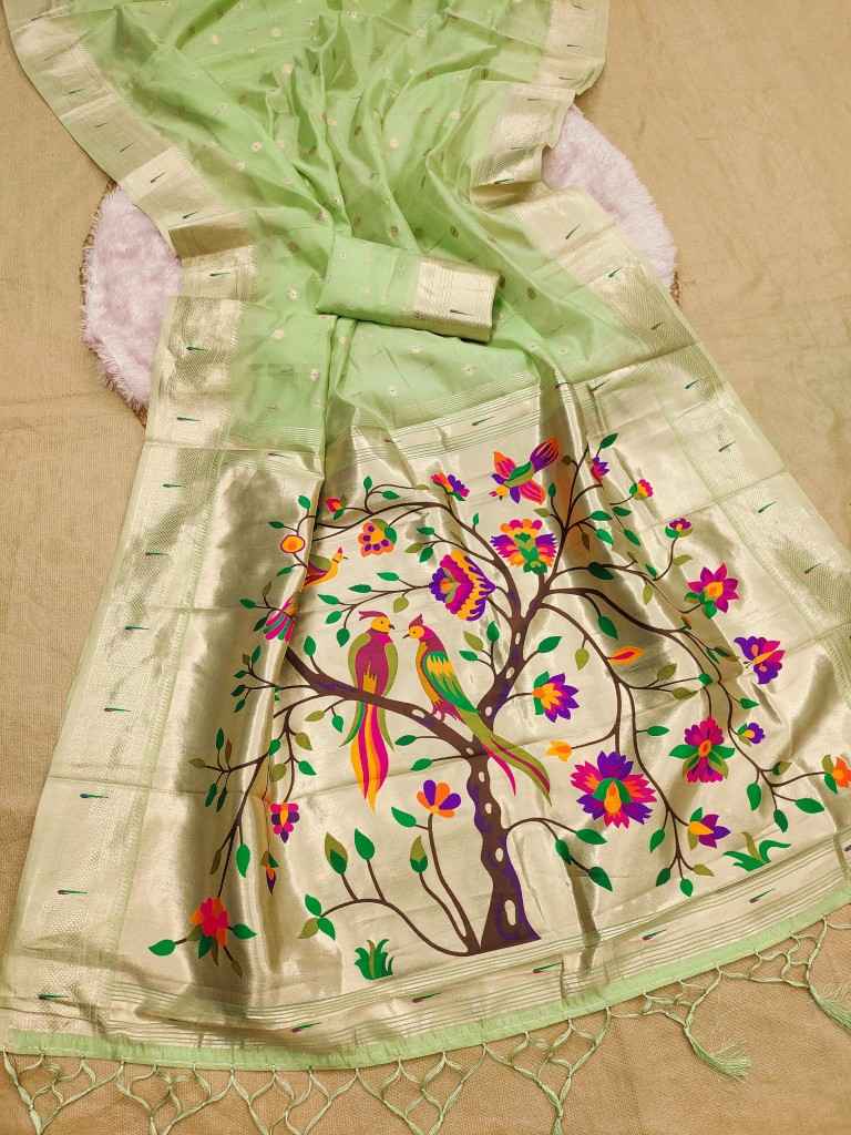 SOFT LUSTROUS ORGANZA SILK PAITHANI SAREE AT WHOLESALE PRICE