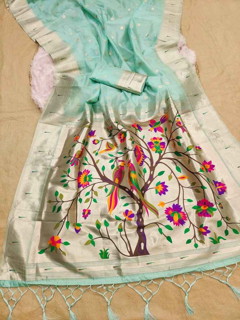 SOFT LUSTROUS ORGANZA SILK PAITHANI SAREE AT WHOLESALE PRICE