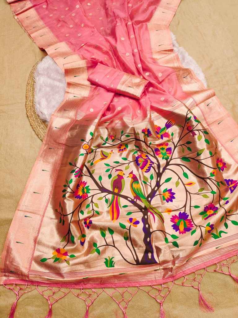 SOFT LUSTROUS ORGANZA SILK PAITHANI SAREE AT WHOLESALE PRICE