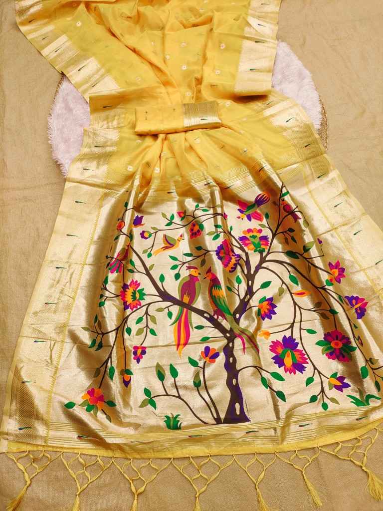 SOFT LUSTROUS ORGANZA SILK PAITHANI SAREE AT WHOLESALE PRICE