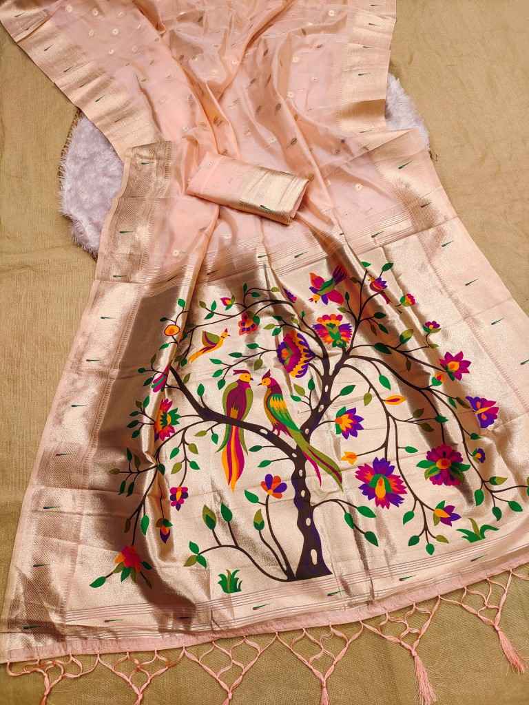 SOFT LUSTROUS ORGANZA SILK PAITHANI SAREE AT WHOLESALE PRICE