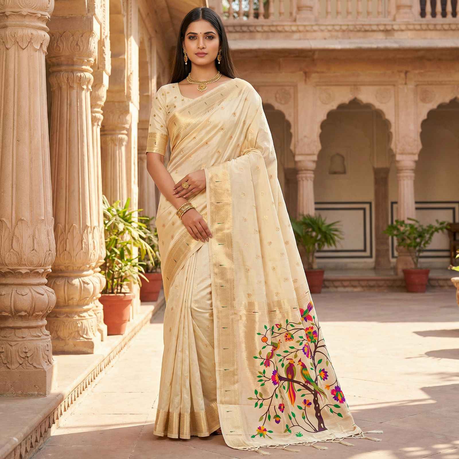 SOFT LUSTROUS ORGANZA SILK PAITHANI SAREE AT WHOLESALE PRICE