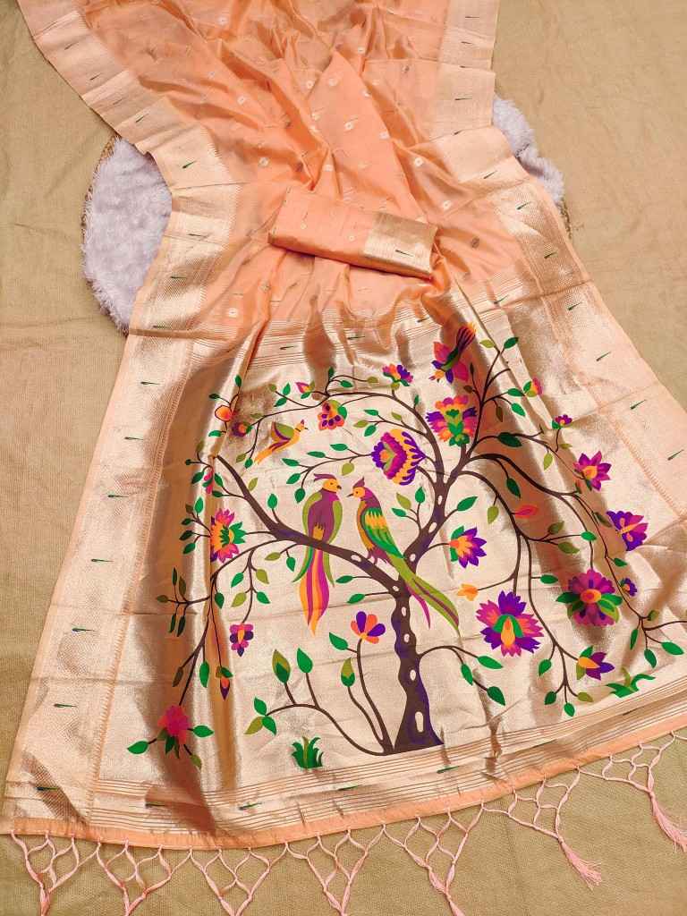 SOFT LUSTROUS ORGANZA SILK PAITHANI SAREE AT WHOLESALE PRICE