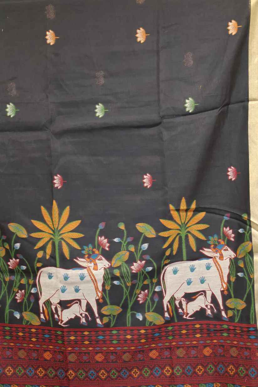 SOFT MUGA COTTON PICHWAI WEAVING COW PALLU SAREE AT WHOLESALE PRICE