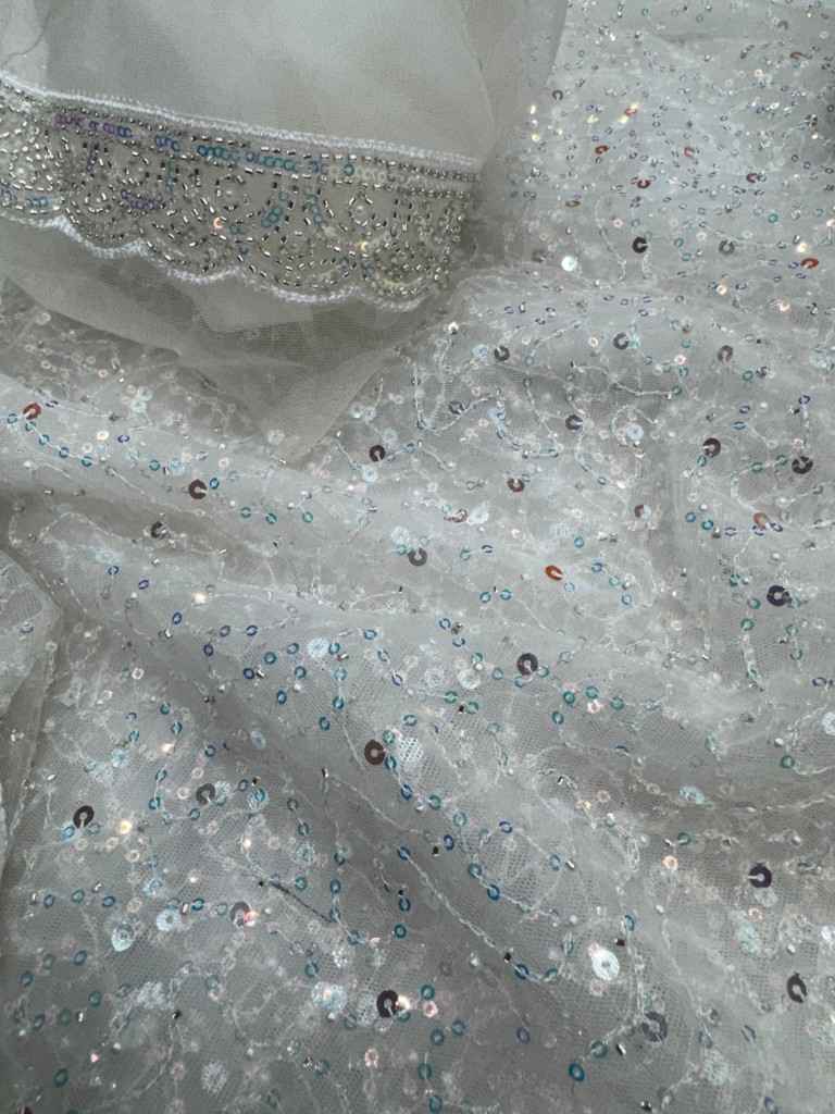 SOFT NET SEQUINS AND BEADS EMBROIDERY WORK SAREE AT WHOLESALE PRICE