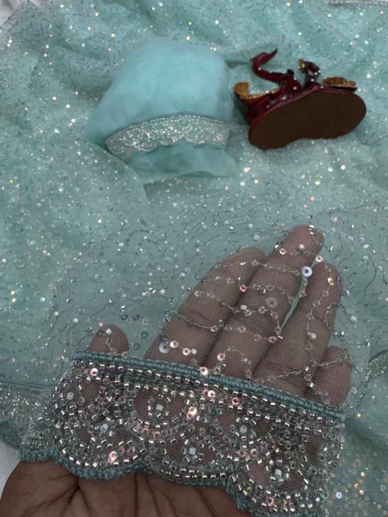 SOFT NET SEQUINS AND BEADS EMBROIDERY WORK SAREE AT WHOLESALE PRICE