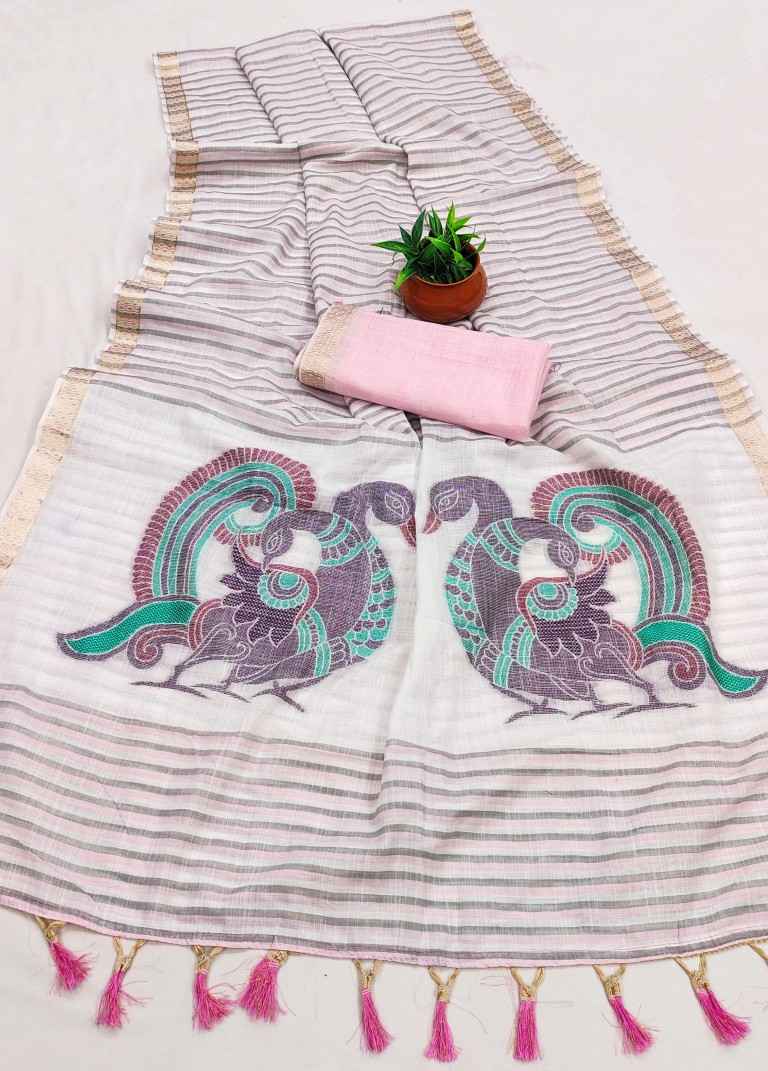 SOFT PREMIUM LINEN COTTON MEENAKARI ZARI WEAVING SAREE AT WHOLESALE PRICE
