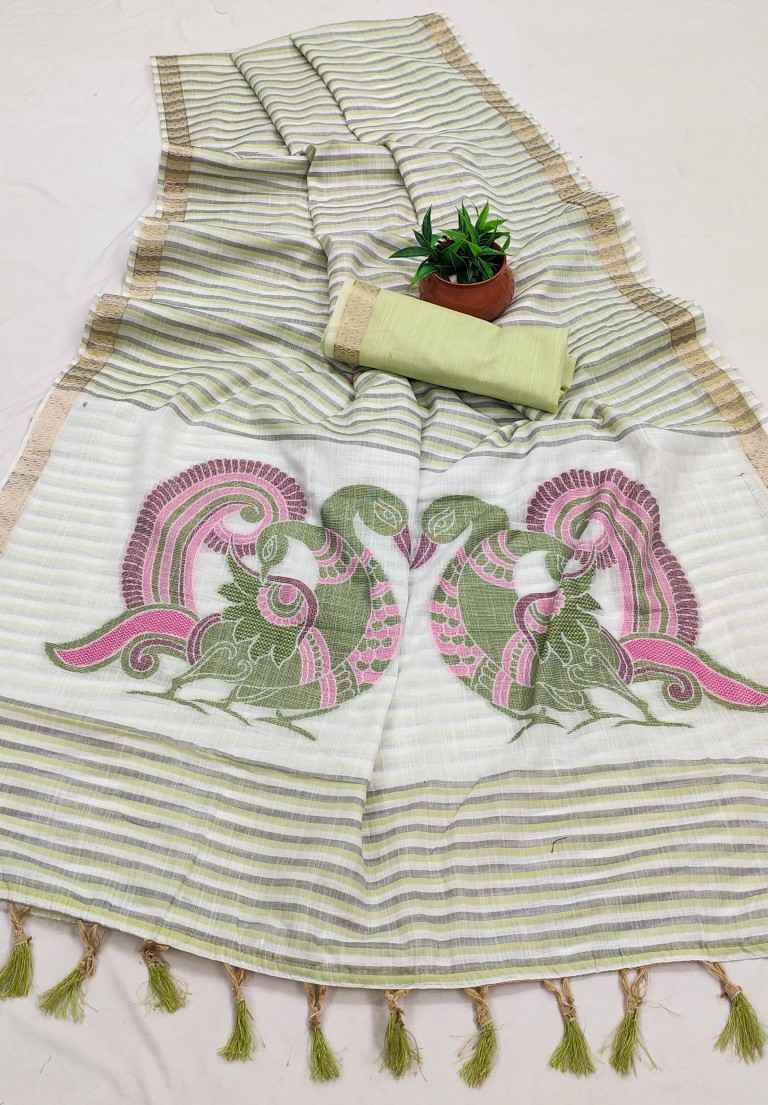 SOFT PREMIUM LINEN COTTON MEENAKARI ZARI WEAVING SAREE AT WHOLESALE PRICE