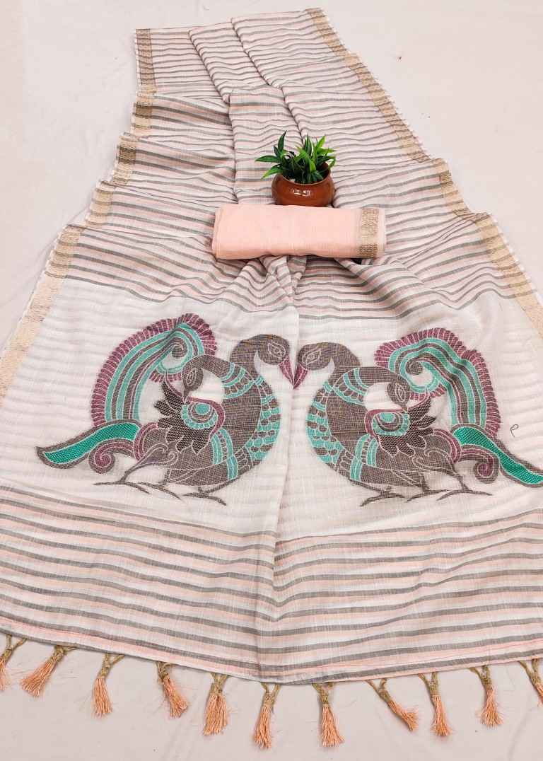 SOFT PREMIUM LINEN COTTON MEENAKARI ZARI WEAVING SAREE AT WHOLESALE PRICE