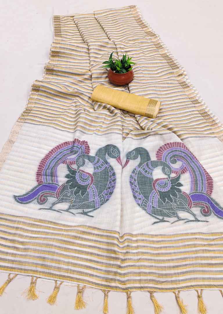 SOFT PREMIUM LINEN COTTON MEENAKARI ZARI WEAVING SAREE AT WHOLESALE PRICE