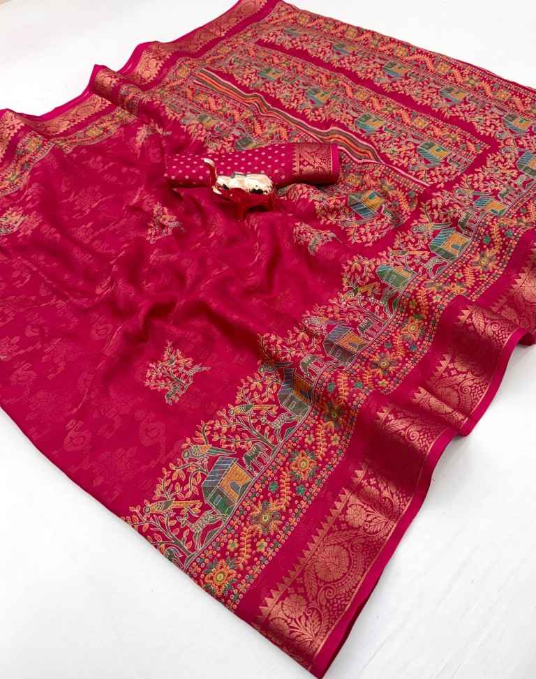 SOFT SEMI PASHMINA GEORGETTE JACQUARD WEAVING SAREE AT WHOLESALE PRICE