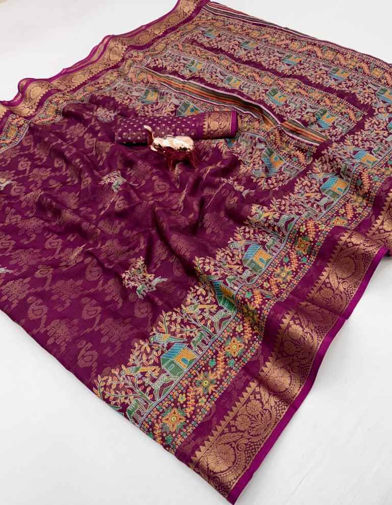 SOFT SEMI PASHMINA GEORGETTE JACQUARD WEAVING SAREE AT WHOLESALE PRICE