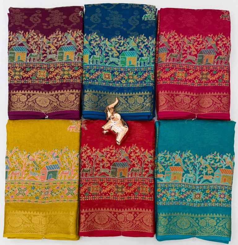 SOFT SEMI PASHMINA GEORGETTE JACQUARD WEAVING SAREE AT WHOLESALE PRICE