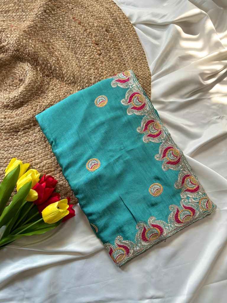 SOFT GEORGETTE SILK EMBROIDERY WORK SAREE AT WHOLESALE PRICE