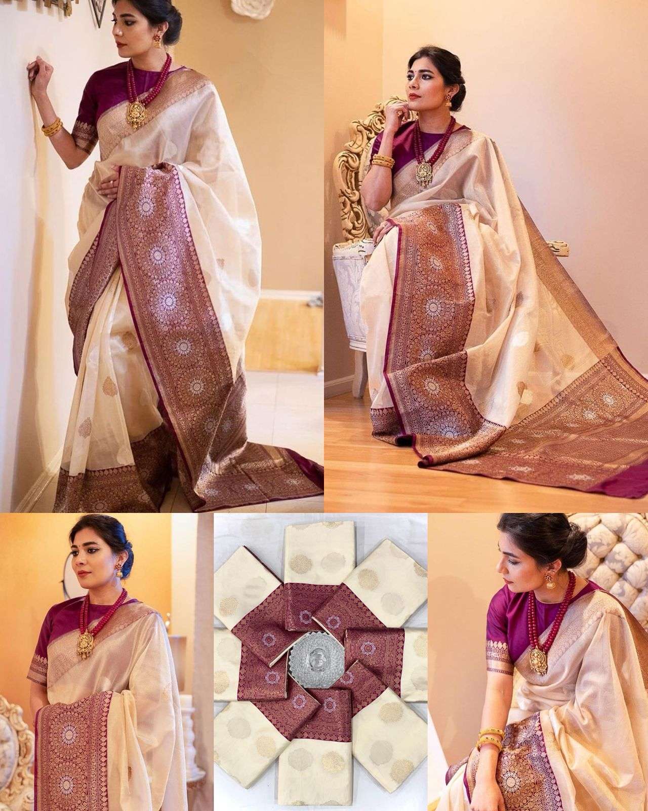 SOFT SILK PURE GOLD ZARI JACQUARD WORK SAREE CODE 284 AT WHOLESALE PRICE