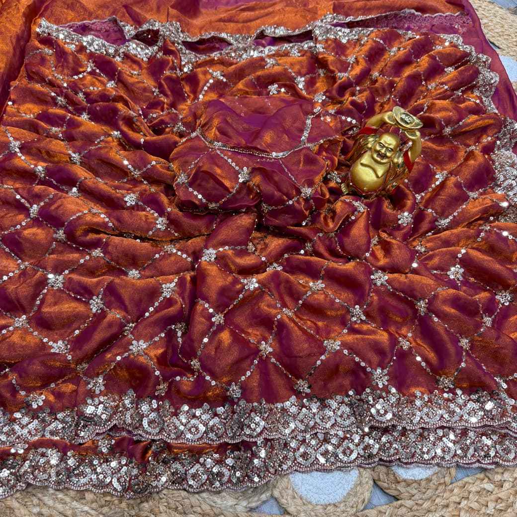 PURE SPACE SILK SEQUENCE AND CUTDANA DELICATE HANDWORK SAREE AT WHOLESALE PRICE 