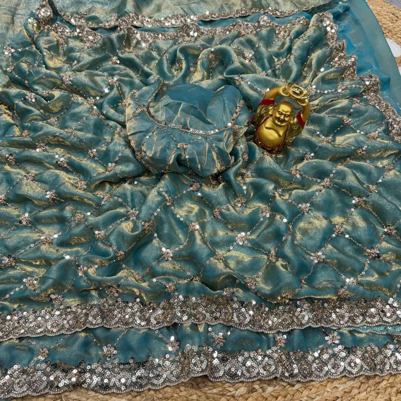 PURE SPACE SILK SEQUENCE AND CUTDANA DELICATE HANDWORK SAREE AT WHOLESALE PRICE 