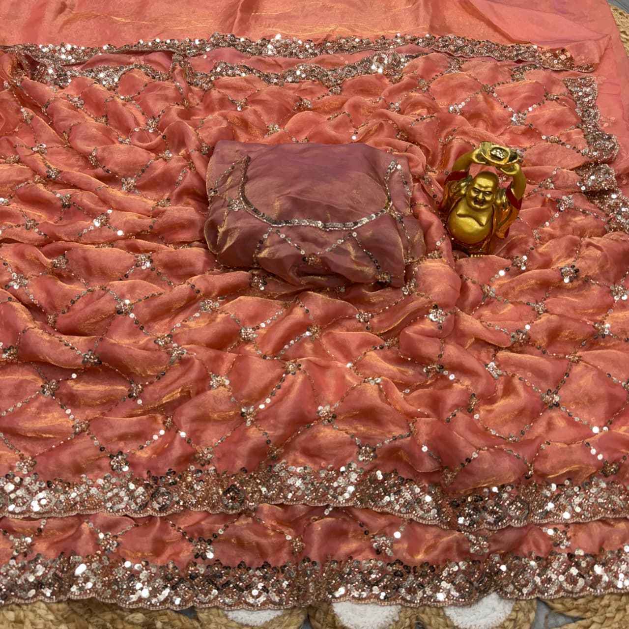 PURE SPACE SILK SEQUENCE AND CUTDANA DELICATE HANDWORK SAREE AT WHOLESALE PRICE 