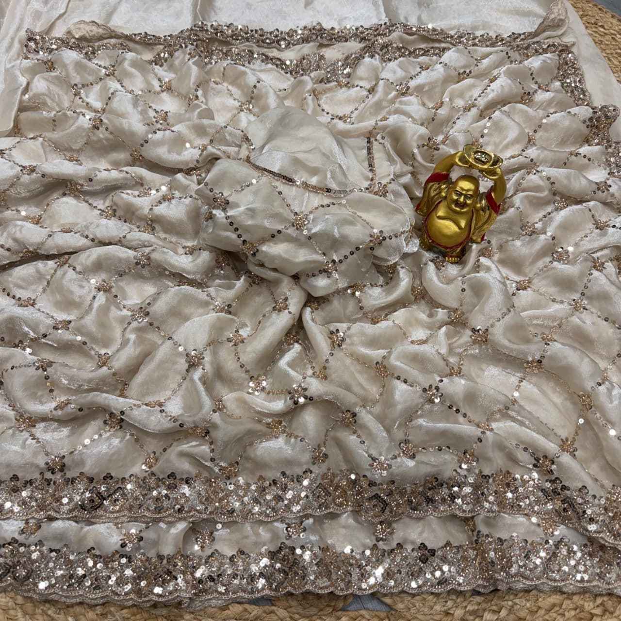 PURE SPACE SILK SEQUENCE AND CUTDANA DELICATE HANDWORK SAREE AT WHOLESALE PRICE 