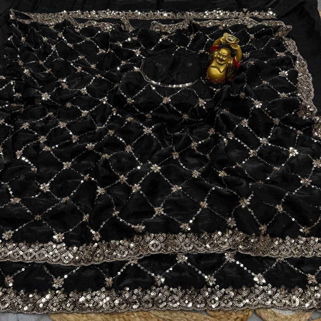 PURE SPACE SILK SEQUENCE AND CUTDANA DELICATE HANDWORK SAREE AT WHOLESALE PRICE 