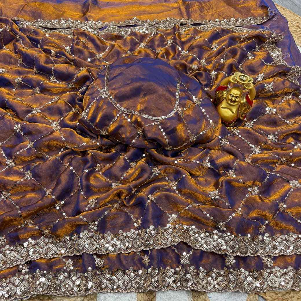 PURE SPACE SILK SEQUENCE AND CUTDANA DELICATE HANDWORK SAREE AT WHOLESALE PRICE 