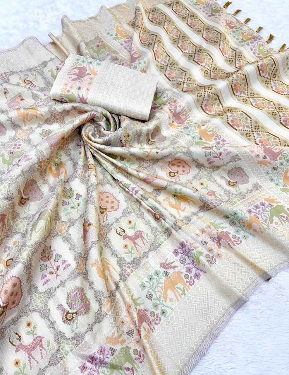 TISSUE SILK ZARI WEAVING PICHWAI SAREE AT WHOLESALE PRICE