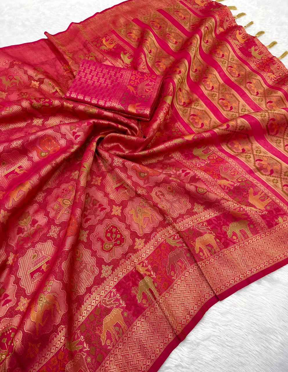 TISSUE SILK ZARI WEAVING PICHWAI SAREE AT WHOLESALE PRICE