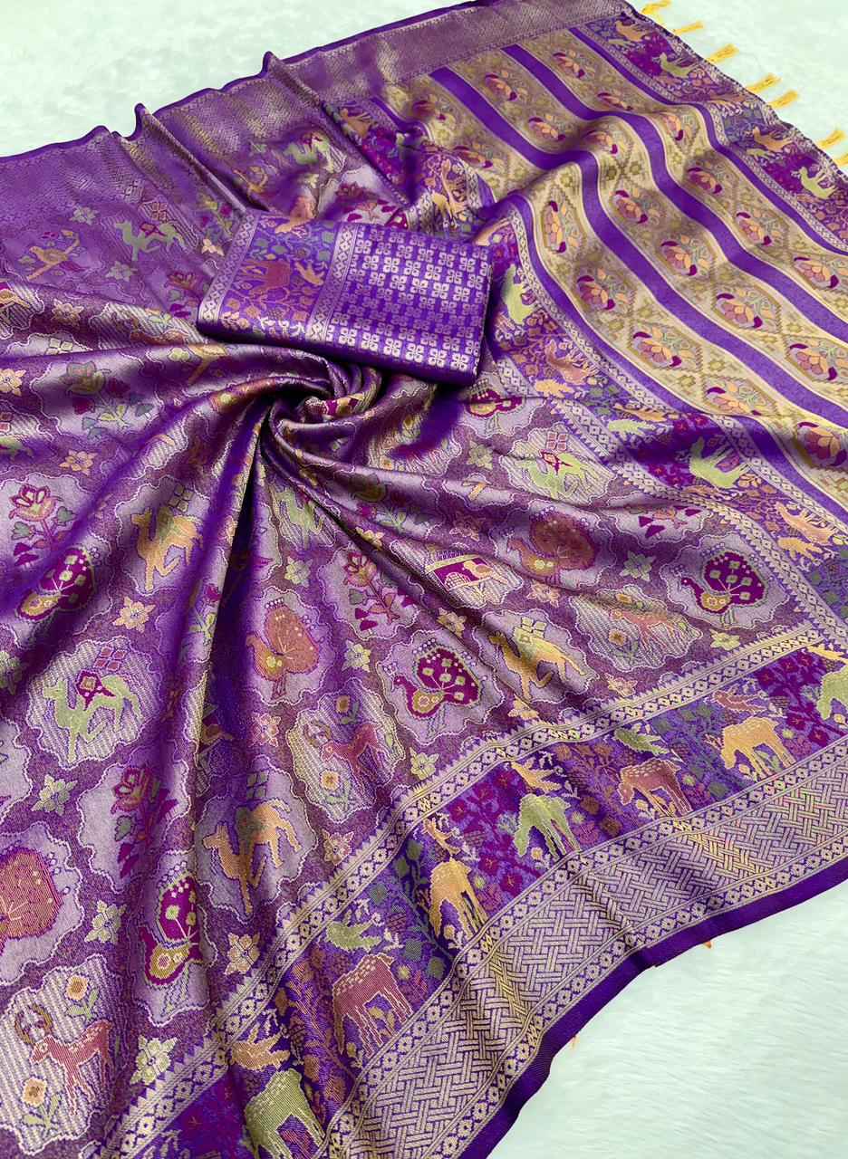 TISSUE SILK ZARI WEAVING PICHWAI SAREE AT WHOLESALE PRICE