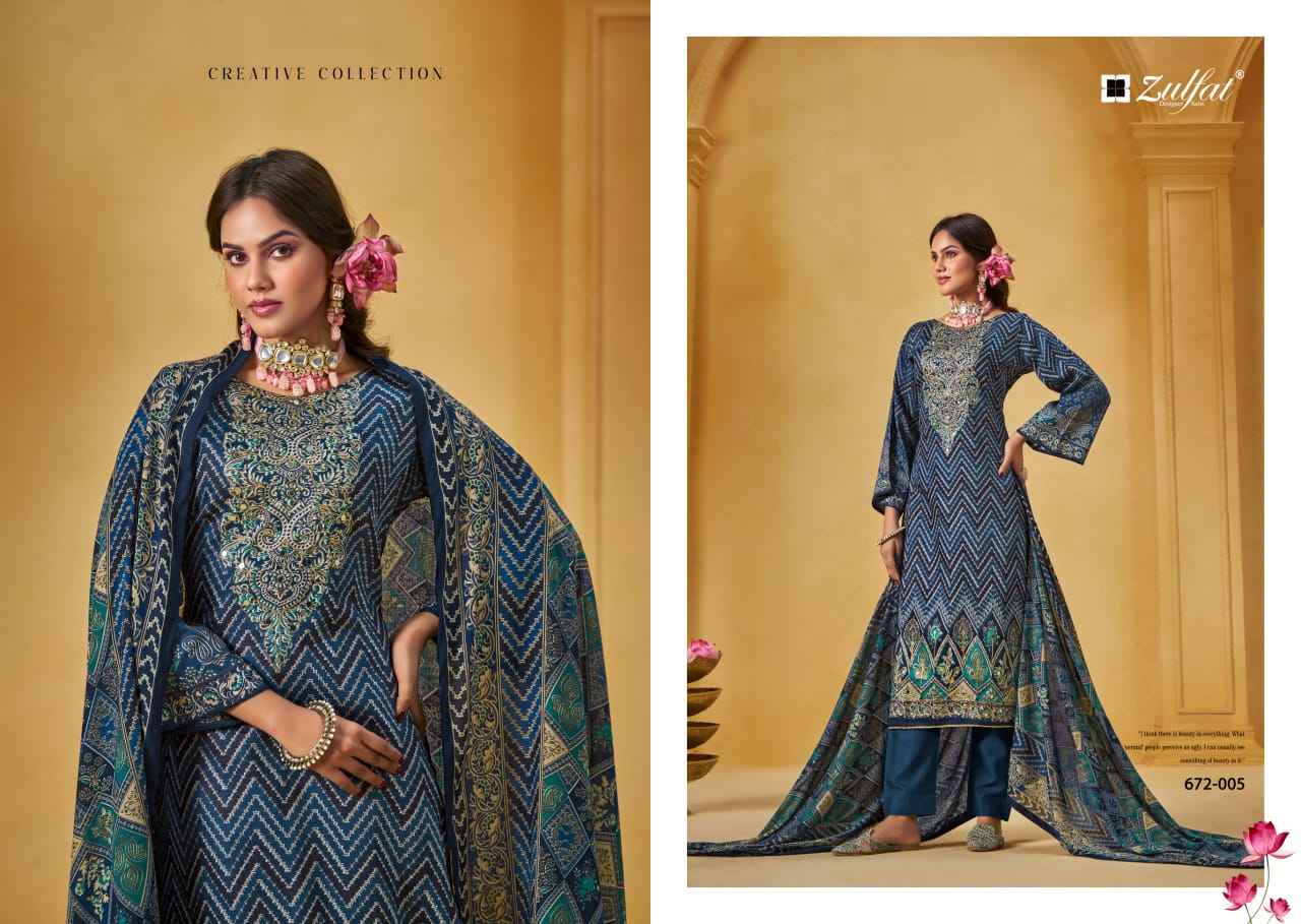 ZULFAT SAJNI VOL-9 PURE JAM COTTON EXCLUSIVE DESIGNER DRESS MATERIAL AT WHOLESALE PRICE