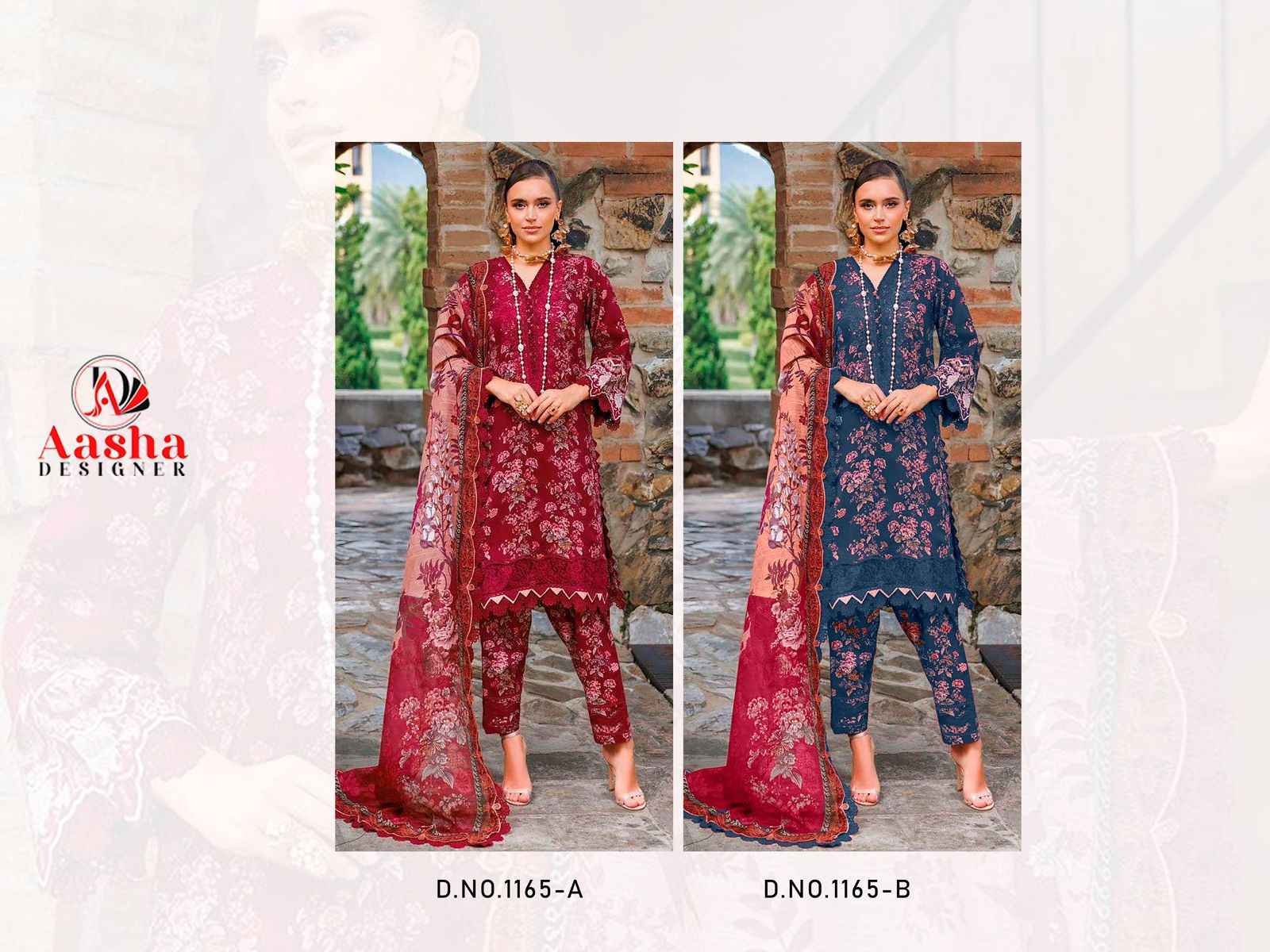 AASHA DESIGNER D.NO 1165 PURE COTTON PAKISTANI DRESS MATERIAL AT WHOLESALE PRICE  