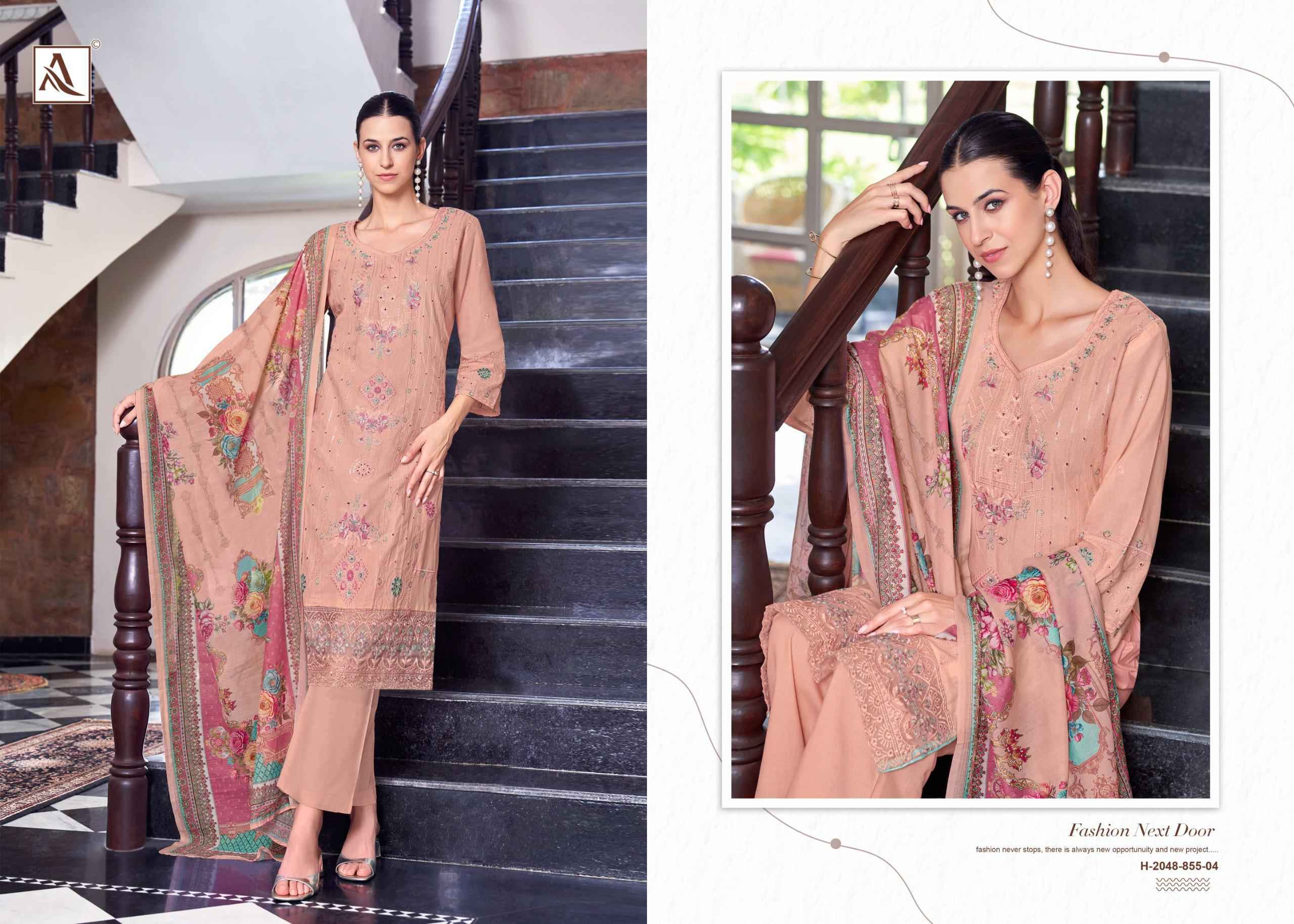 ALOK THE LIBAS PURE CAMBRIC LAWN COTTON DRESS MATERIAL AT WHOLESALE PRICE