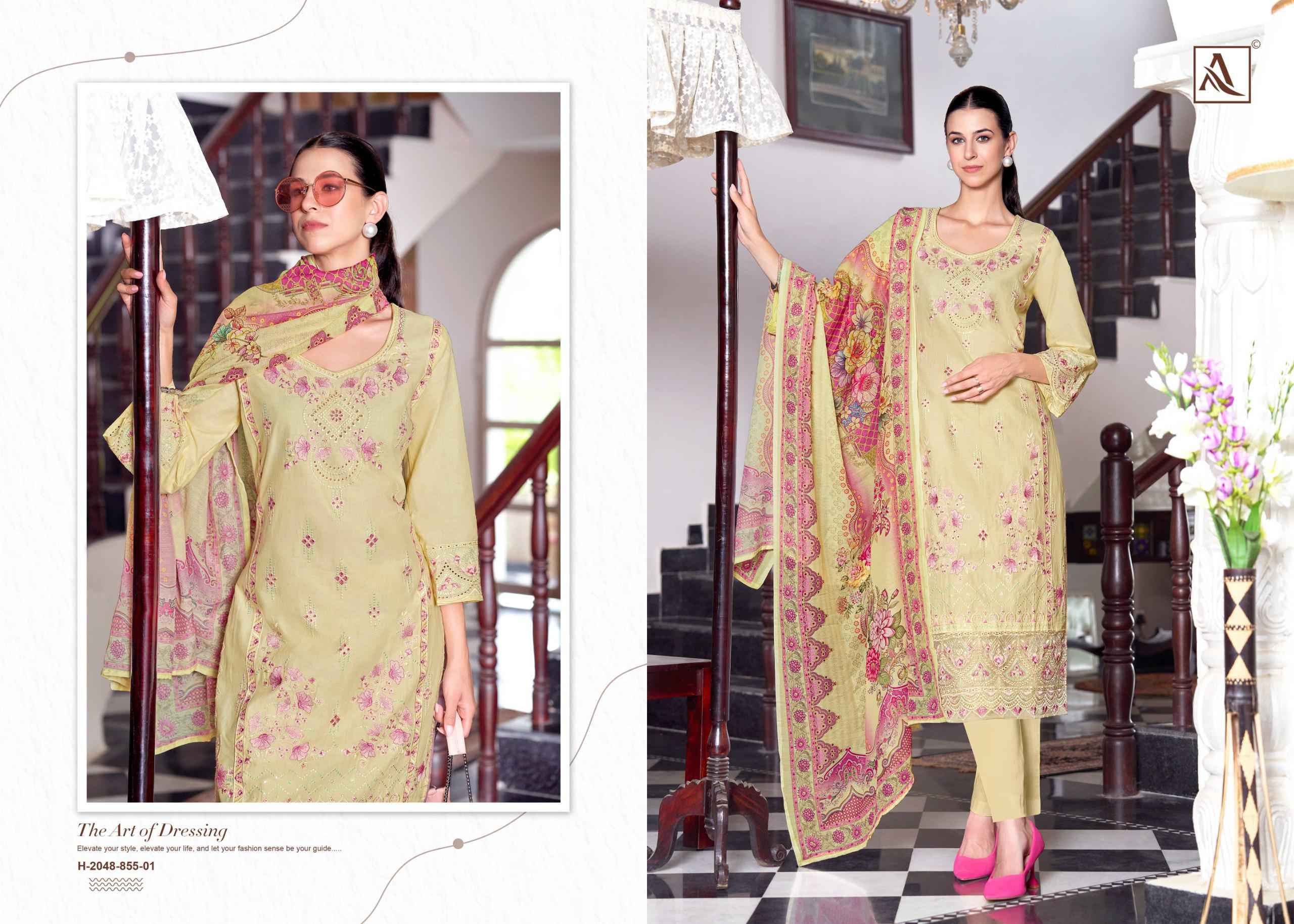 ALOK THE LIBAS PURE CAMBRIC LAWN COTTON DRESS MATERIAL AT WHOLESALE PRICE