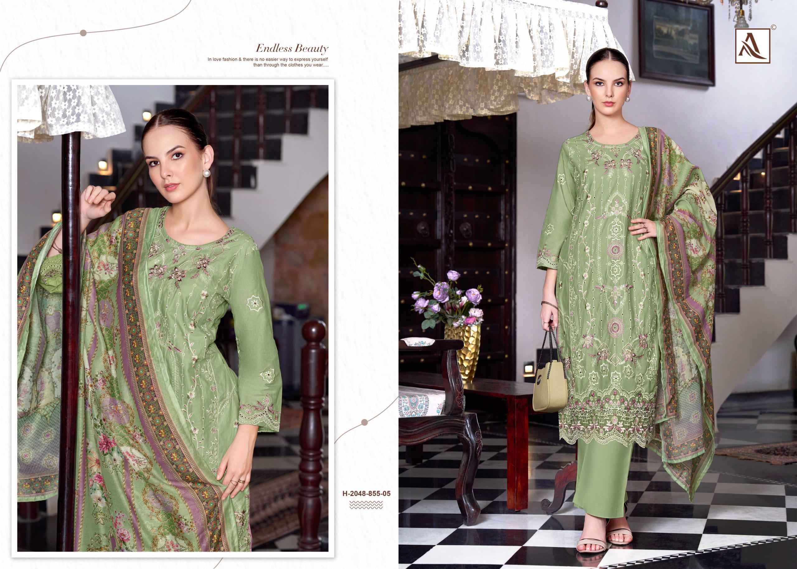 ALOK THE LIBAS PURE CAMBRIC LAWN COTTON DRESS MATERIAL AT WHOLESALE PRICE