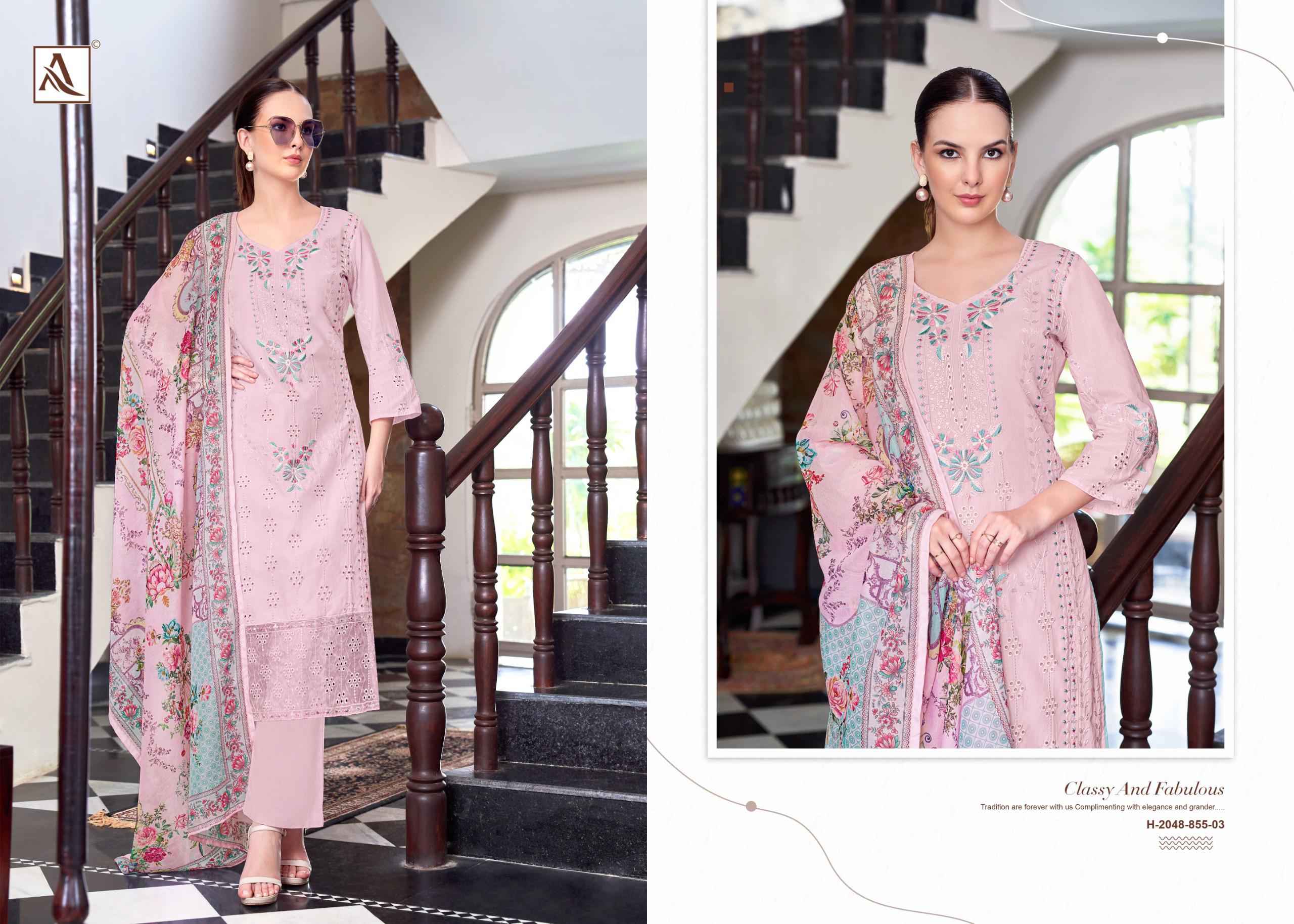 ALOK THE LIBAS PURE CAMBRIC LAWN COTTON DRESS MATERIAL AT WHOLESALE PRICE