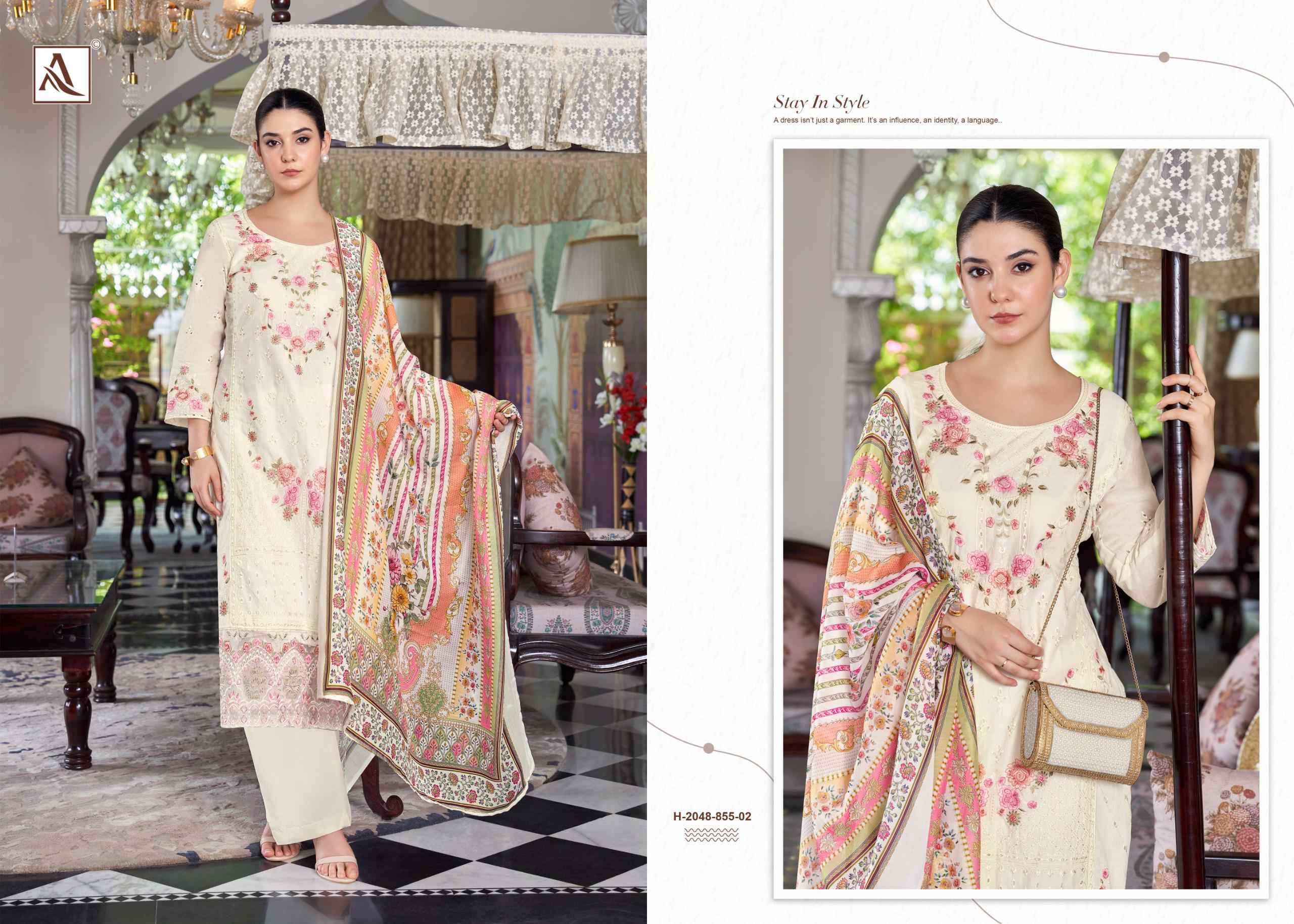 ALOK THE LIBAS PURE CAMBRIC LAWN COTTON DRESS MATERIAL AT WHOLESALE PRICE