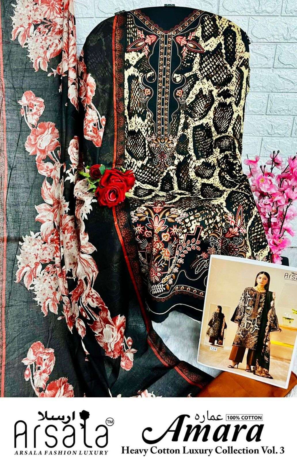 ARSALA AMARA VOL-3 HEAVY LAWN COTTON DRESS MATERIAL AT WHOLESALE PRICE