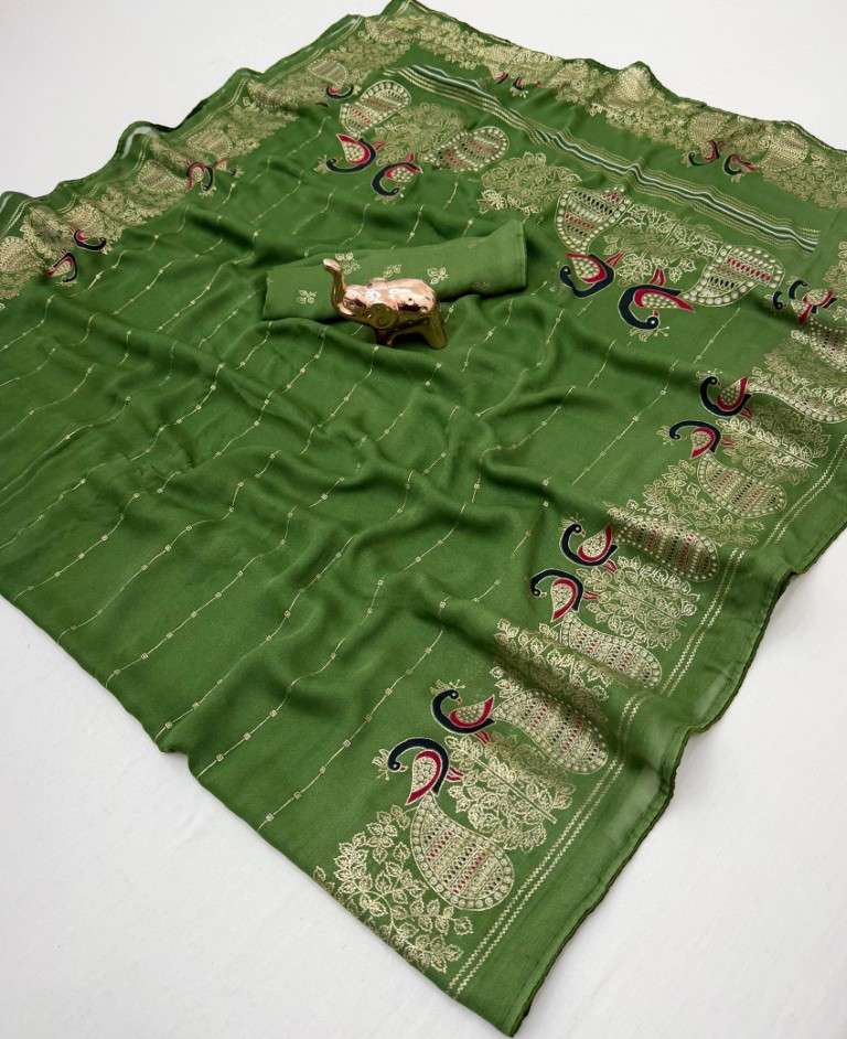 BAMBER VISCOSE GEORGETTE PEACOCK MILL PRINT SAREE AT WHOLESALE PRICE