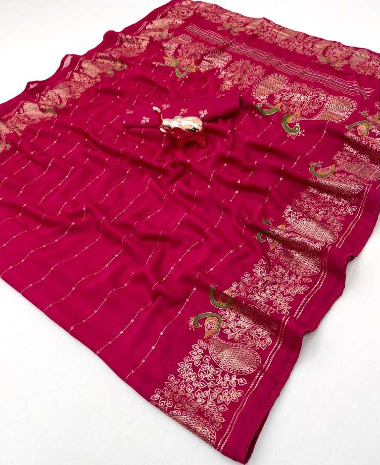 BAMBER VISCOSE GEORGETTE PEACOCK MILL PRINT SAREE AT WHOLESALE PRICE