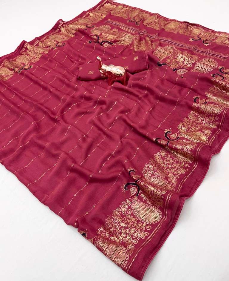 BAMBER VISCOSE GEORGETTE PEACOCK MILL PRINT SAREE AT WHOLESALE PRICE